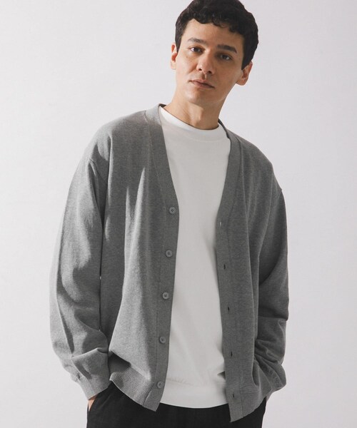 URBAN RESEARCH Sonny Label（アーバンリサーチサニーレーベル）の「強撚コットンニットカーディガン（カーディガン/ボレロ・メンズ・グレー/チャコール/レッド・M/L）」の6枚目の写真