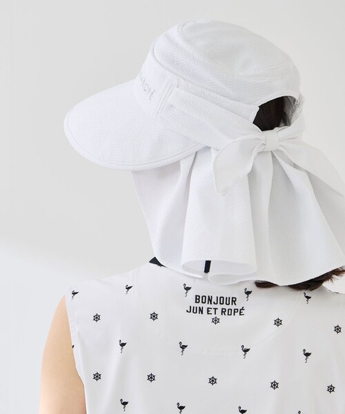 ROPE'（ロペ）の「クールマックスサッカー３ＷＡＹハット/UV・遮熱（ハット・レディース・ブラック/ホワイト/カーキ・F）」の18枚目の写真