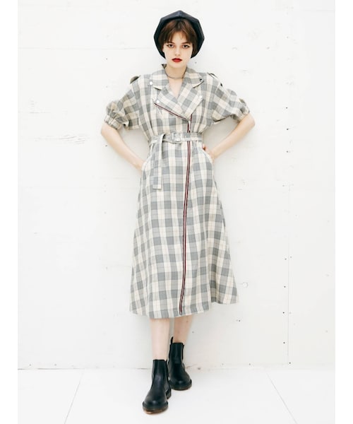 jouetie(ジュエティ)の「ハーフスリーブライダースワンピース(その他アウター・レディース・ミックス/ダークミックス/パープル/ブラック/ベージュ・M)」の4枚目の写真