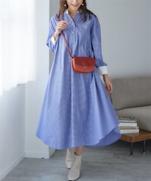 nissen | 大きいサイズ ゆるシルエットパール調ボタン配色ワンピース(ワンピース)