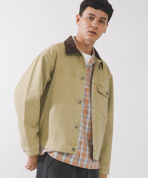URBAN RESEARCH Sonny Label（アーバンリサーチサニーレーベル）の「ウォッシュドツイル襟切替ジャケット（ブルゾン・メンズ・アイボリー/ベージュ/チャコール・M/L）」の4枚目の写真