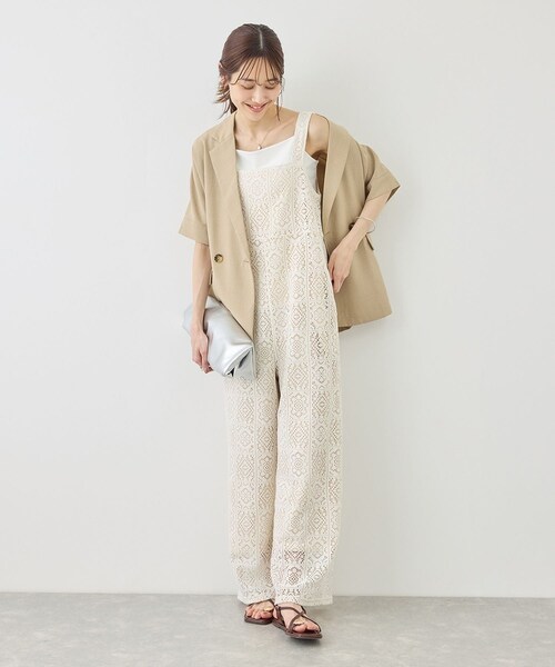 ROPE' PICNIC(ロペピクニック)の「幾何学レースオールインワン(つなぎ/オールインワン・レディース・キナリ/ブラウン・F)」の12枚目の写真