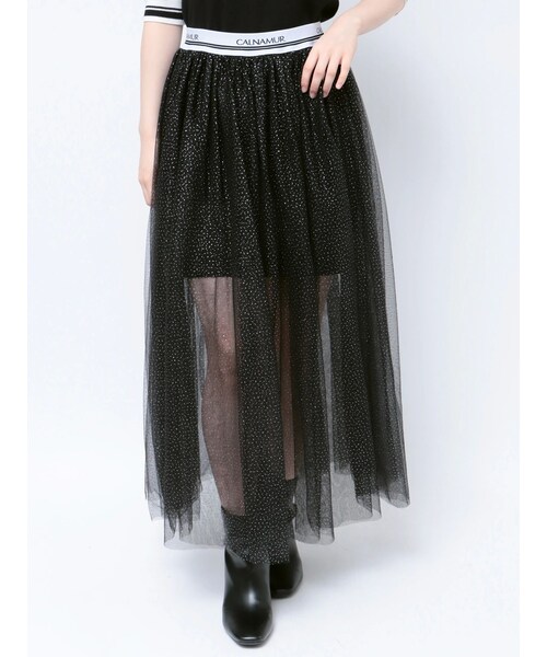 CALNAMUR（カルナムール）の「JUST DO SWEAT TULLE SK/JUST DOスウェットチュールスカート（スカート・レディース・ライトミックス/ブラック/ミックス/ホワイト・F）」の9枚目の写真