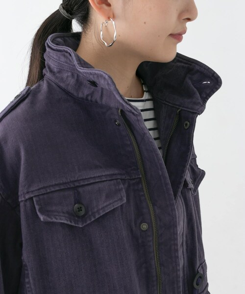 URBAN RESEARCH（アーバンリサーチ）の「WORK NOT WORK　フェードヘリンボンフィッシュテールジャケット（ミリタリージャケット・レディース・BLACK/NAVY・1/2）」の14枚目の写真
