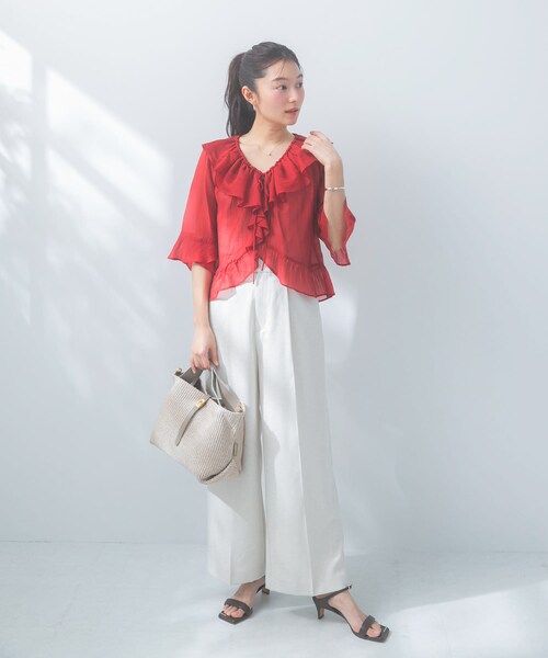 URBAN RESEARCH ROSSO（アーバンリサーチロッソ）の「防シワ リネンライクイージースラックス（その他パンツ・レディース・SKYGRAY/DARKNAVY/L/BEIGE・36/38）」の7枚目の写真