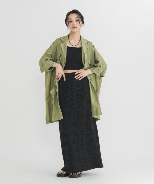 KBF(ケイビーエフ)の「シャーリングIラインスカート(スカート・レディース・IVORY/BLACK・One)」の18枚目の写真
