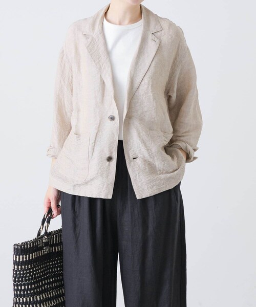 かぐれ（カグレ）の「リネンレーヨンテーラードジャケット（テーラードジャケット・レディース・BEIGE/BLACK・FREE）」の21枚目の写真