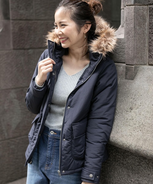 URBAN RESEARCH Sonny Label（アーバンリサーチサニーレーベル）の「ファートリムフードマウンテンパーカー∴（マウンテンパーカー・レディース・カーキ/ベージュ/ネイビー・36/38）」の3枚目の写真