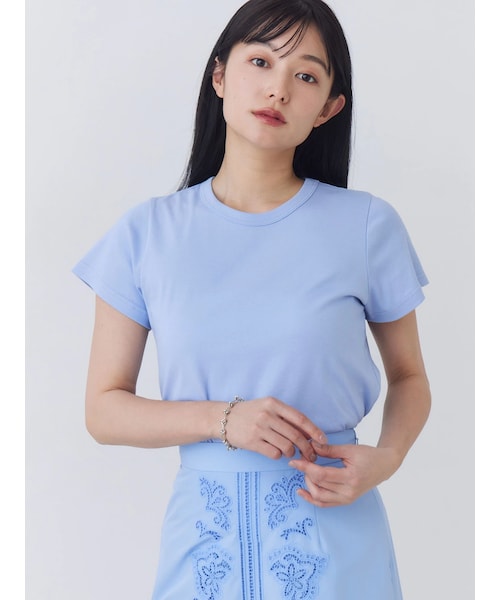 TONAL(トーナル)の「【Plax】ポリ乳酸スムースTシャツ(Tシャツ/カットソー・レディース・オフホワイト/ブラック/アイスブルー/ネイビー・M)」の3枚目の写真