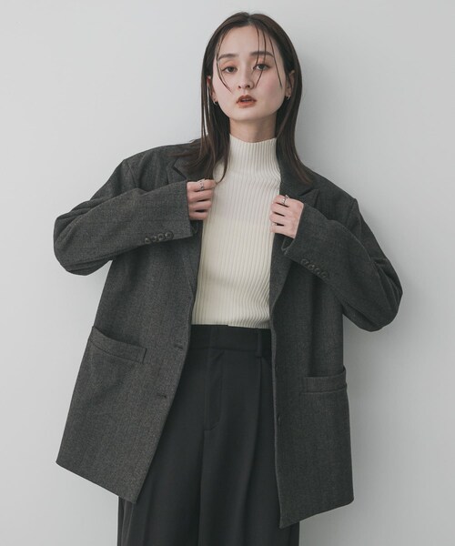 SENSE OF PLACE by URBAN RESEARCH(センスオブプレイスバイアーバンリサーチ)の「ジャージーメルトンテーラード(テーラードジャケット・レディース・BLK×WHT/BRN×BLK・One)」の12枚目の写真
