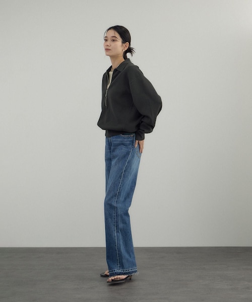 ADAM ET ROPE'（アダムエロペ）の「クレープスウェットライクポロプルオーバー（スウェット・レディース・チャコール/オフホワイト/グリーン系・F）」の10枚目の写真