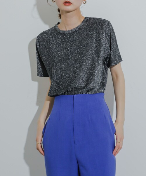 SENSE OF PLACE by URBAN RESEARCH(センスオブプレイスバイアーバンリサーチ)の「クルーネックラメTシャツ(半袖)(Tシャツ/カットソー・レディース・SILVER/NAVY/ORANGE/L.BLUE/BLACK/BROWN・one)」の17枚目の写真