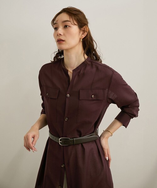 ROPE'（ロペ）の「【洗える】サファリシャツドレス（シャツワンピース・レディース・オフホワイト/ブラウン・36/38）」の14枚目の写真