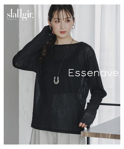 nissen（ニッセン）の「高身長　スラブシアートップス（トールサイズ）Essenave（Tシャツ/カットソー・レディース・オフホワイト/黒・MTT/LTT/LLTT/3LTT/4LTT/5LTT）」の12枚目の写真