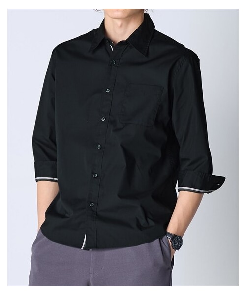 nissen（ニッセン）の「形態安定前立てデザイン7分袖シャツ【大きいサイズ有】（シャツ/ブラウス・メンズ・黒/グレー・M/L/LL/3L/4L/5L/6L/8L/10L）」の10枚目の写真