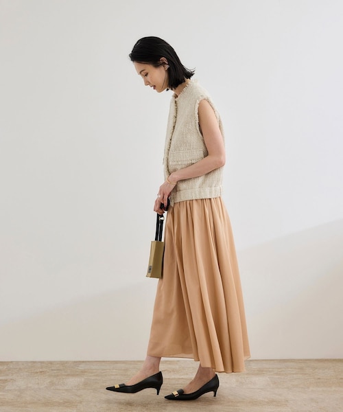 ROPE'（ロペ）の「【洗える】コットンシルクスカート（スカート・レディース・ブラック/ベージュ/ターコイズ・F）」の6枚目の写真