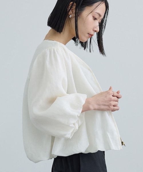ADAM ET ROPE'(アダムエロペ)の「【WEB限定】ラスターラミーカルゼブルゾン(ブルゾン・レディース・オフホワイト/ダークブラウン・F)」の11枚目の写真