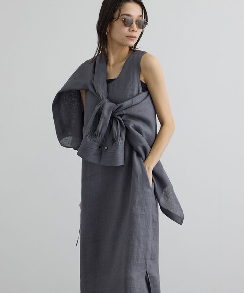 ADAM ET ROPE'(アダムエロペ)の「リネンドロストノースリーブワンピース / GENTLE LINEN(ワンピース・レディース・ブラック/グレー/ピンク・F)」の14枚目の写真