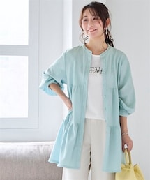 nissen | 楊柳ティアードシャツチュニック（UVカット）＜大きいサイズ有＞(チュニック)