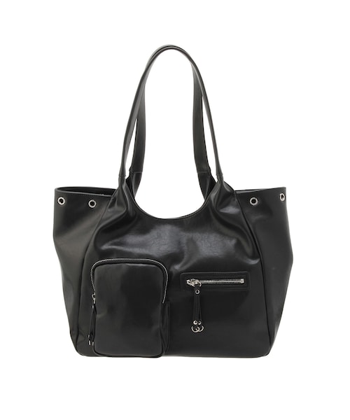 EMODA（エモダ）の「EYELET POCKET BIG SHOULDER BAG（ハンドバッグ・レディース・ブラック/ブラウン・F）」の2枚目の写真