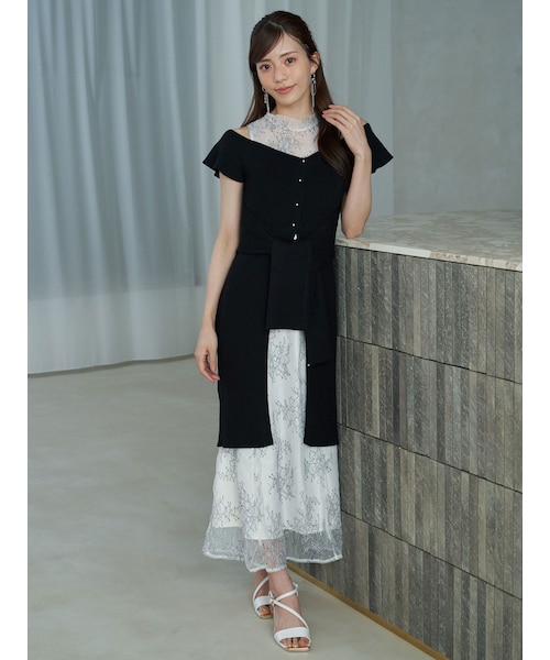 MERCURYDUO(マーキュリーデュオ)の「レースツイストニットドッキングワンピース(ワンピース・レディース・ブラック/アイスブルー・S/M)」の6枚目の写真