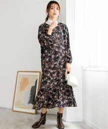 nissen | 大きいサイズゆるシルエットプリントデザインワンピース(ワンピース)