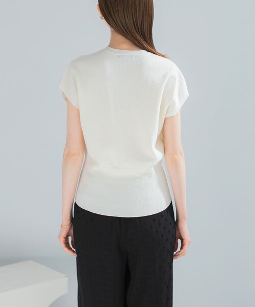 URBAN RESEARCH ROSSO（アーバンリサーチロッソ）の「リネンコットンウエストシェイプデザインニット（ニット/セーター・レディース・WHITE/CARAMEL・Free）」の4枚目の写真