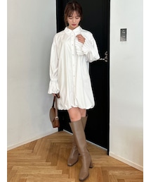 dazzlin | プリーツカフスバルーンシャツワンピース(ワンピース)