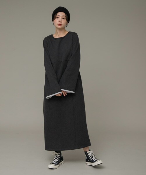 URBAN RESEARCH Sonny Label（アーバンリサーチサニーレーベル）の「リラクシースウェットドレスワンピース（ワンピース・レディース・チャコール/グレー/ブラウン・FREE）」の4枚目の写真