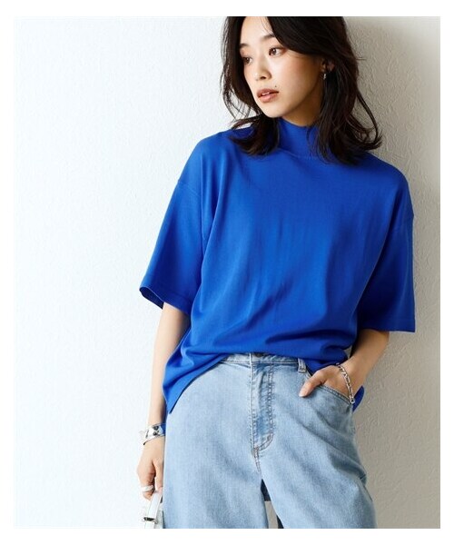 nissen（ニッセン）の「【アイスクリーンプレミアム】ハイネック5分袖ニットトップス（持続冷感・接触冷感・毛玉になりにくい・UVカット・洗濯機で洗える・遮熱）＜大きいサイズ有＞（ニット/セーター・レディース・黒/杢グレー/オフホワイト/モカベージュ/ビビットブルー/レモンイエロー・S/M/L/LL/3L/4L/5L/6L/8L/10L）」の13枚目の写真