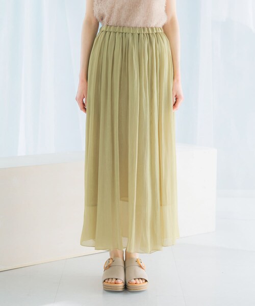 URBAN RESEARCH ROSSO（アーバンリサーチロッソ）の「グロッシーギャザーフレアスカート（スカート・レディース・PISTACHIO/ORANGE/NAVY・FREE）」の8枚目の写真