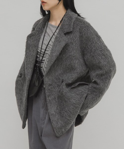 KBF（ケイビーエフ）の「シャギーテーラードジャケット（テーラードジャケット・レディース・CHARCOAL/BLUE MIX/MOCHA・One）」の3枚目の写真