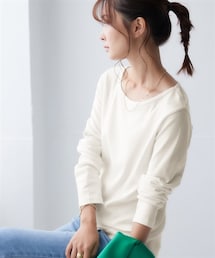 nissen | UVカット綿100%フライス素材クルーネック長袖Tシャツ<大きいサイズ有>(Tシャツ/カットソー)