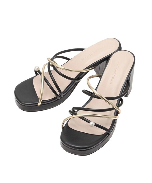 MERCURYDUO（マーキュリーデュオ）の「バイカラーワンポイントパールストラップヒールサンダル（サンダル・レディース・オフホワイト/ブラック・36/38）」の10枚目の写真