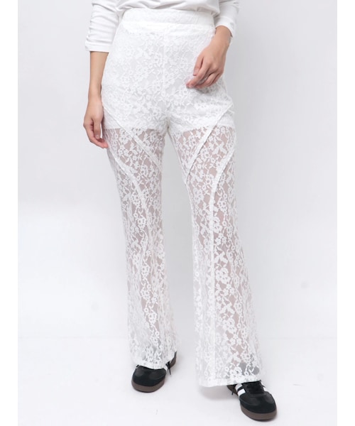 dazzlin（ダズリン）の「カーブパネルレースパンツ（その他パンツ・レディース・オフホワイト/ブラック/パープル・S/M）」の4枚目の写真