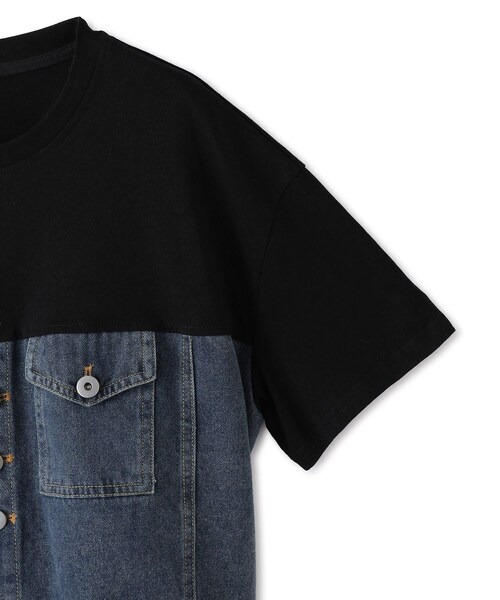 Jayro(ジャイロ)の「デニム切替Tシャツ(Tシャツ/カットソー・レディース・ブラック/グレー/ホワイト系・F)」の11枚目の写真