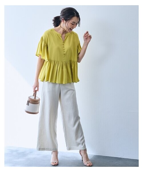 nissen（ニッセン）の「フレアースリーブブラウス【OtonaSMILE】（シャツ/ブラウス・レディース・黒/マスタード・M/L/LL/3L/4L/5L）」の8枚目の写真