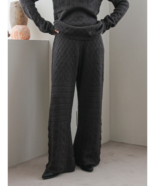 Ungrid（アングリッド）の「透かし編みニットパンツ（その他パンツ・レディース・アイボリー/チャコールグレー/オレンジ・F）」の6枚目の写真