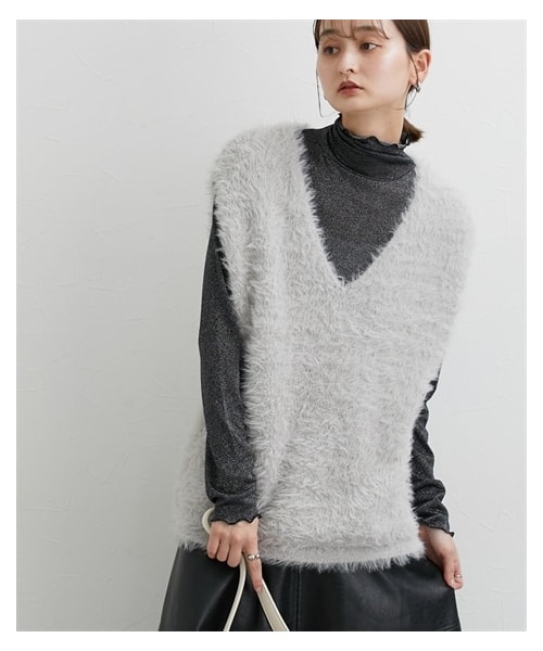 nissen（ニッセン）の「シャギーニットベスト（ニット/セーター・レディース・アイボリー/ライトグレー/チャコールグレー・S/M/L/LL）」の14枚目の写真