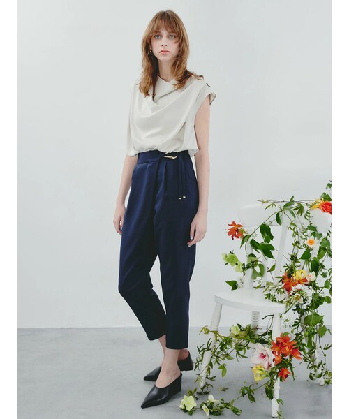 TONAL(トーナル)の「フェイクリネンアシメテーパードパンツ(その他パンツ・レディース・グレー/ネイビー/ベージュ・S/M)」の9枚目の写真
