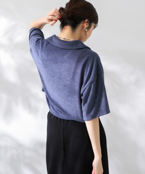 KBF（ケイビーエフ）の「クロップドパイルポロシャツ（ポロシャツ・レディース・PINK/CAMEL/BLUE・one）」の7枚目の写真