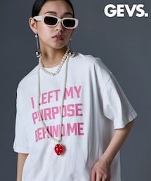 GEVS. | 綿100％ピグメント染エンジェルバックプリントTシャツ＜大きいサイズ有＞GEVS.(Tシャツ/カットソー)