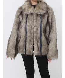 MURUA | フェイクファーラインジャガードコート(その他アウター)