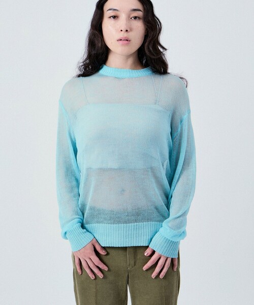 ADAM ET ROPE'(アダムエロペ)の「SHEER LONG SLEEVE KNIT UNISEX(ニット/セーター・レディース・ブラック/オフホワイト/ブルー系・38/40/42)」の8枚目の写真