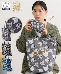 nissen | にゃんこのプリントシンプルトートバッグ（ポーチ付）(トートバッグ)