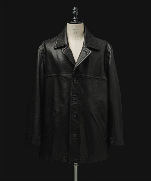 ADAM ET ROPE'（アダムエロペ）の「ウォッシュド ラムレザー カーコート（カバーオール・メンズ・ブラック・L/M）」の2枚目の写真