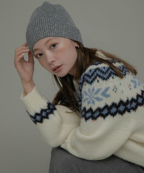 URBAN RESEARCH Sonny Label（アーバンリサーチサニーレーベル）の「スパンコールラメニット帽（ニットキャップ/ビーニー・レディース・グレー/チャコール・one）」の5枚目の写真