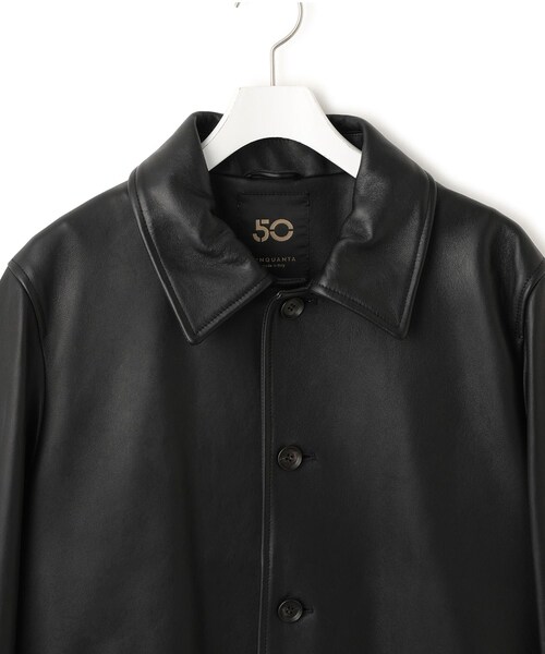 ADAM ET ROPE'(アダムエロペ)の「【CINQUANTA for ADAM ET ROPE'】別注 Leather Car Coat(ステンカラーコート・レディース・ブラック・F)」の10枚目の写真