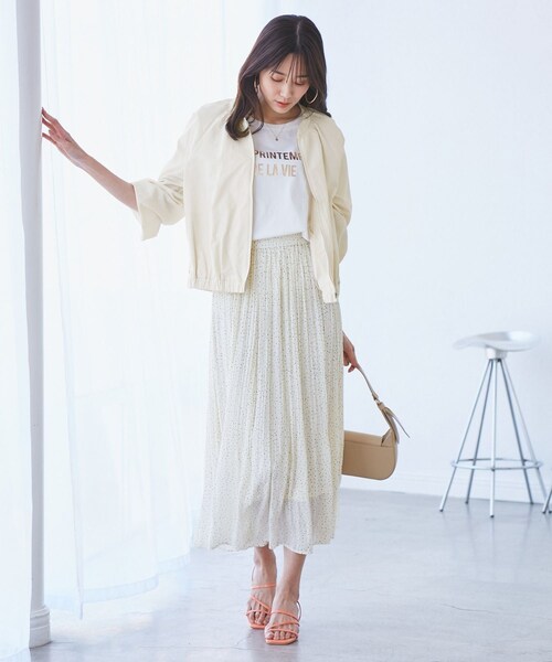 ROPE' PICNIC（ロペピクニック）の「【撥水加工・花粉ガード】リサイクルナイロンブルゾン（ブルゾン・レディース・チャコール/ホワイト系/ベージュ・38）」の12枚目の写真