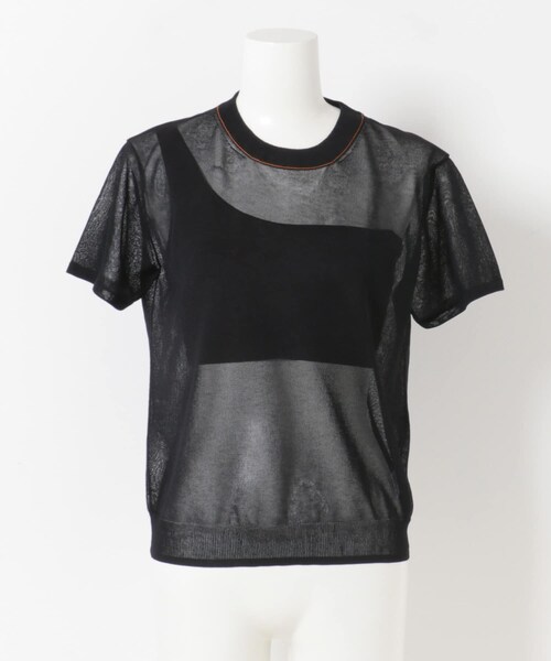 URBAN RESEARCH(アーバンリサーチ)の「NICENICE MOMENT SHEER T-SHIRTS COMBO(ニット/セーター・レディース・BLACK/BABY PINK・1/3)」の4枚目の写真